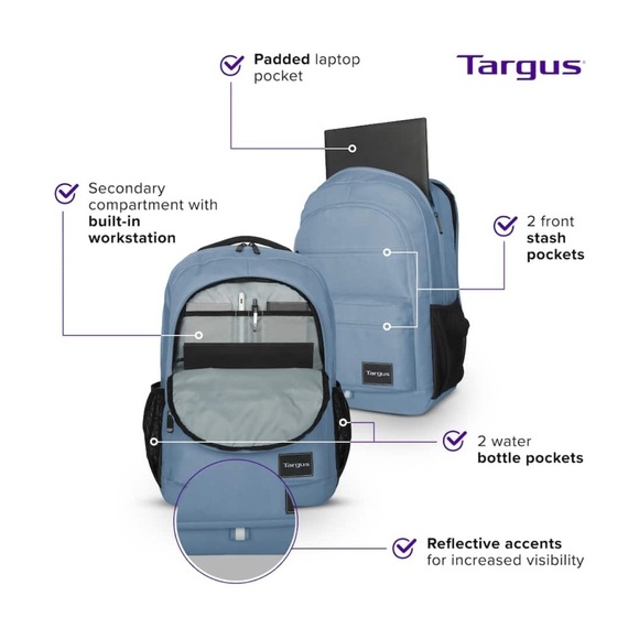 Targus Octave III Backpack for 15.6 Laptops - Blue - Picture 4 of 6